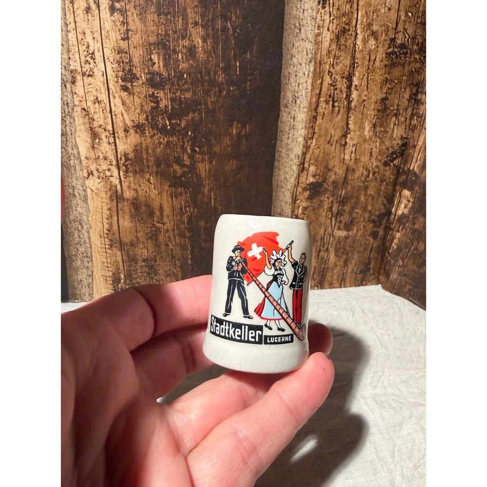 Vintage Stadtkeller Lucerne Switzerland Mini Beer Mug Souvenir Toothpick Holder